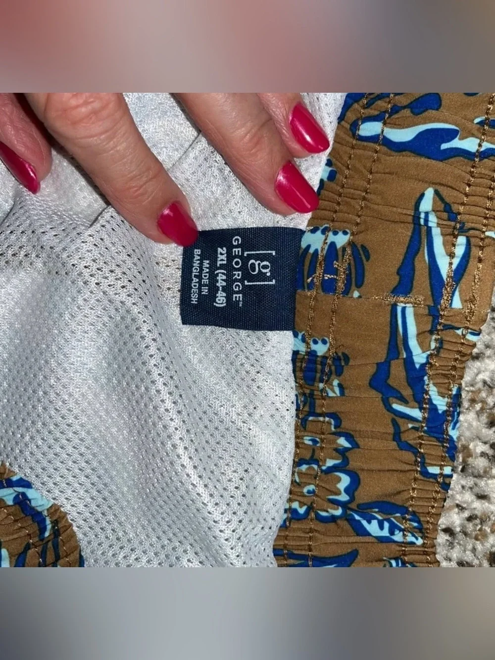 Men’s George Brown Swim Shorts with Blue Floral Print size 2XL